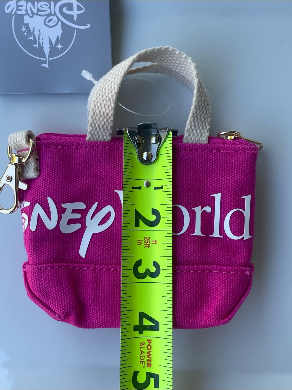 Walt Disney World Logo Mania Mini/Micro Tote Bag Charm Keychain in pink NEW - Picture 9 of 10